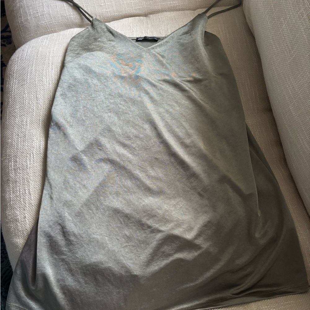 Zara sage silk dress